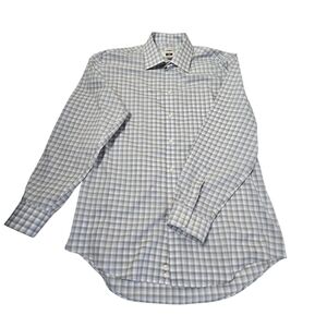 Joseph Classic Blue and White Plaid Dress Shirt